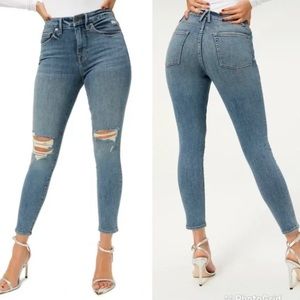 Good American Good Legs Distressed Ankle Crop Skinny Jeans in Blue752
